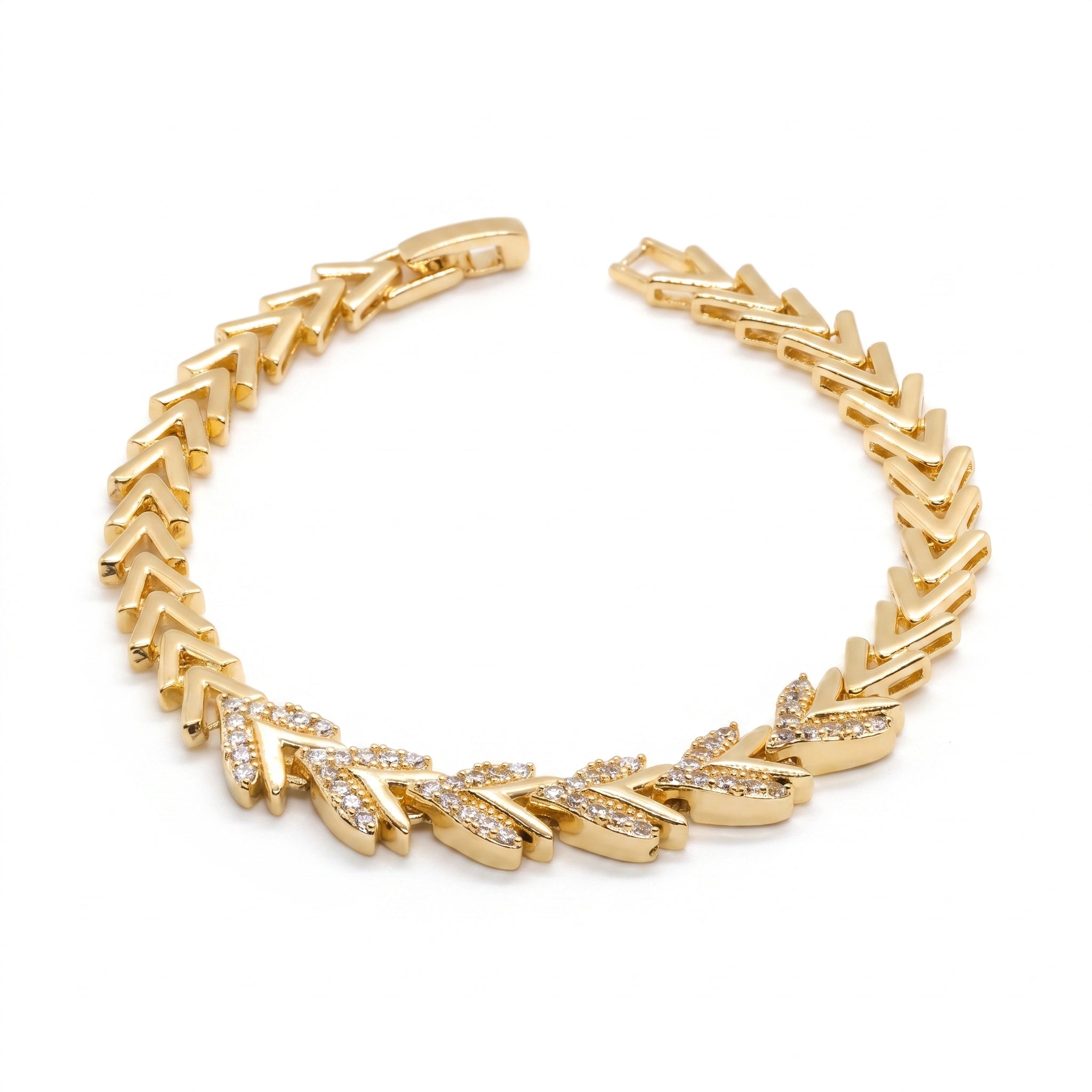 Pave Leaf Chevron Bracelet