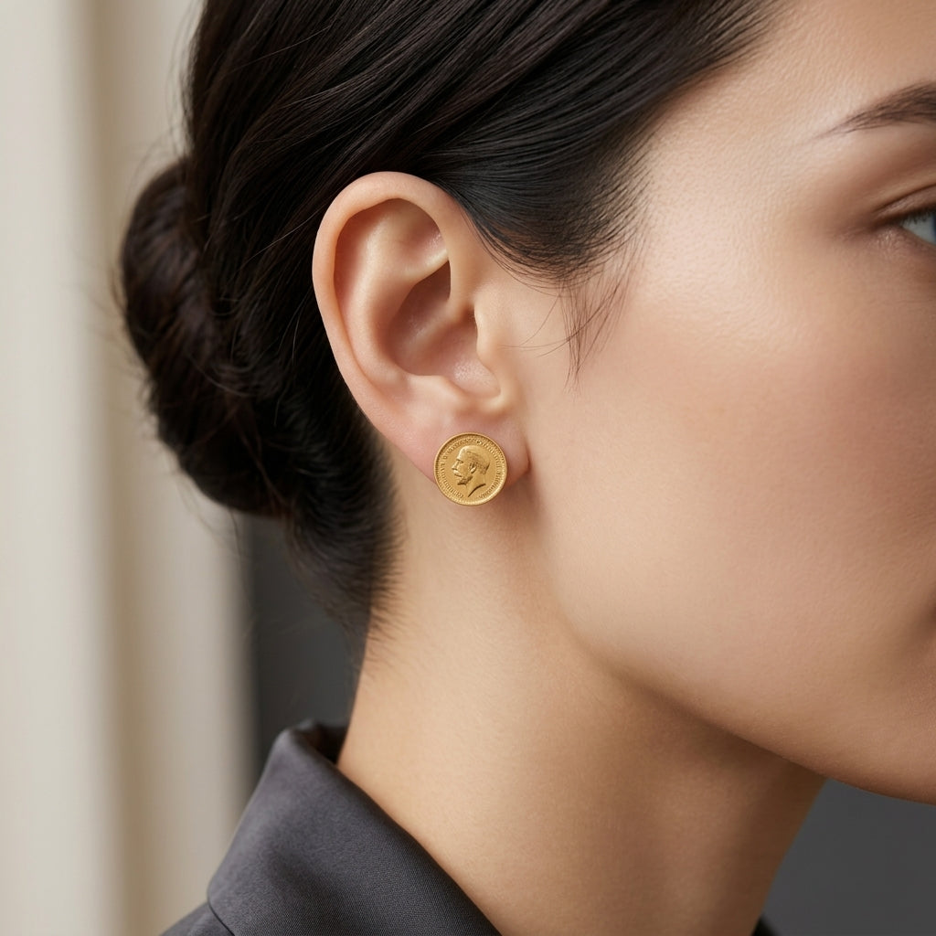 Coin Stud Earrings