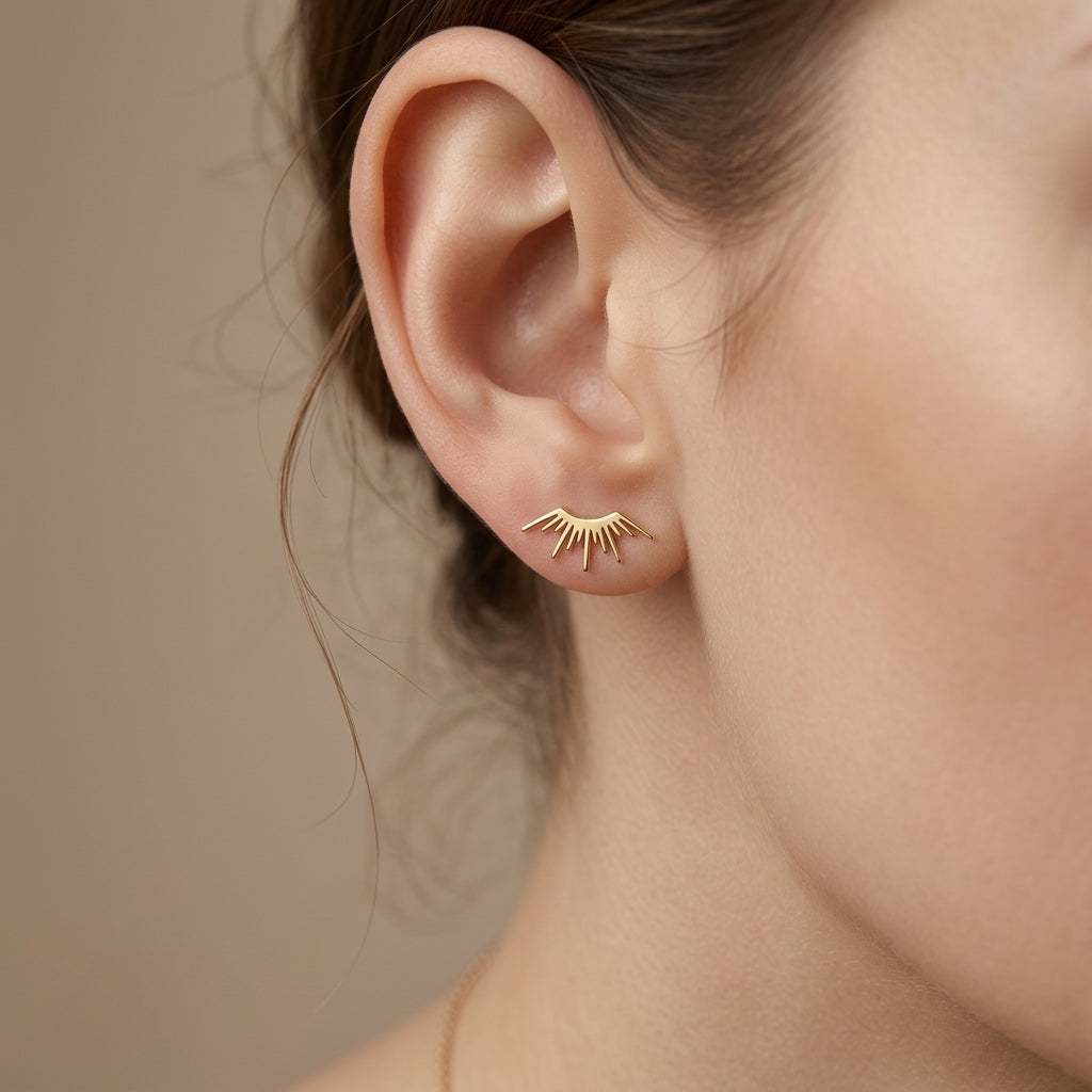 Half Sun Stud Earrings