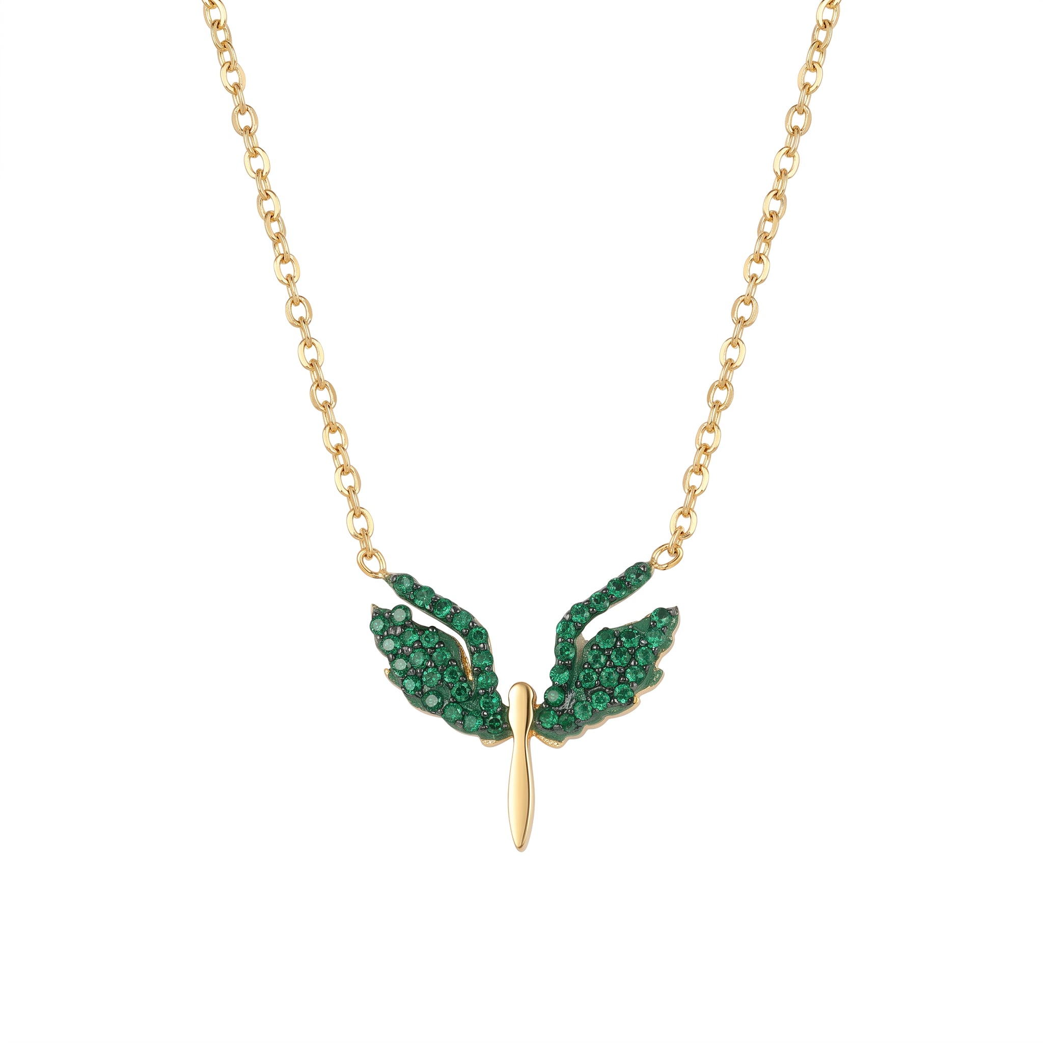 Emerald Green Angel Wing Necklace