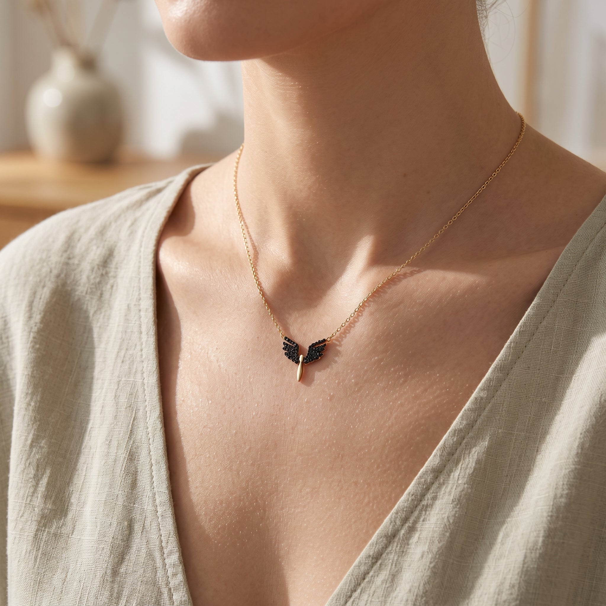 Black Angel Wing Necklace