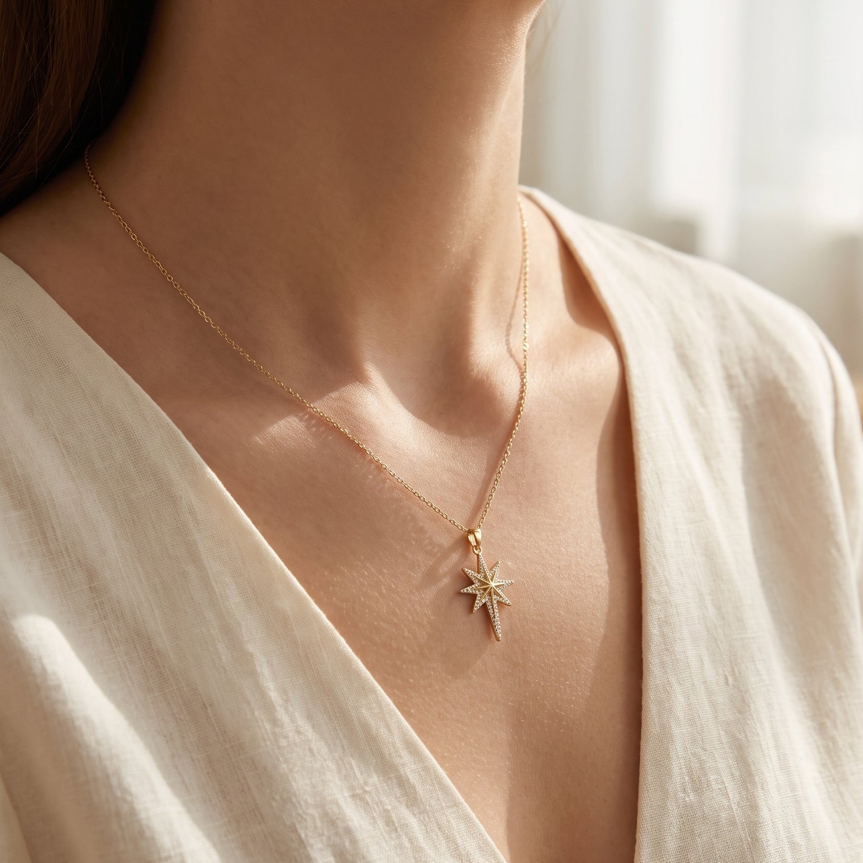 Gold North Star Necklace