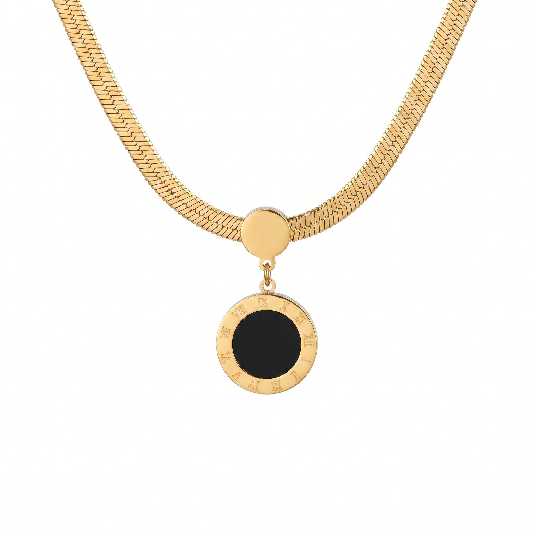 Black Pearl Roman Numeral Necklace