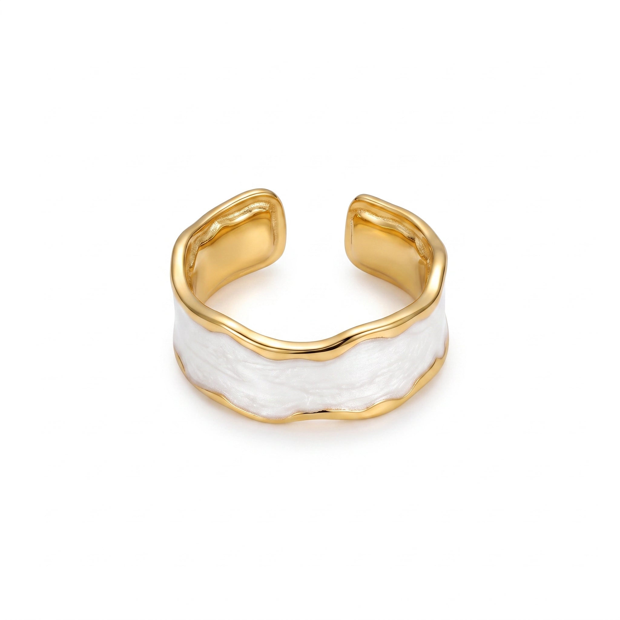Wavy White Enamel Ring