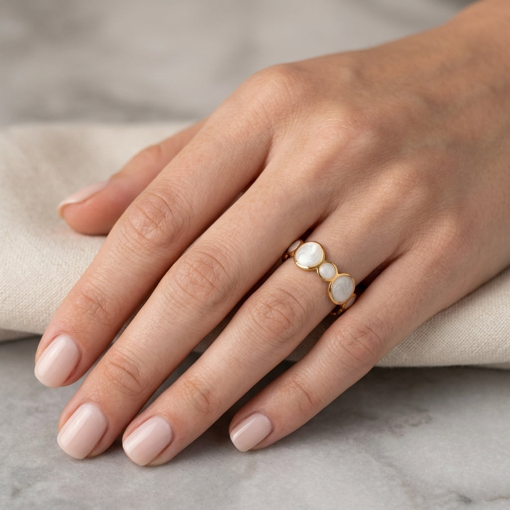 White Enamel Bubble Ring