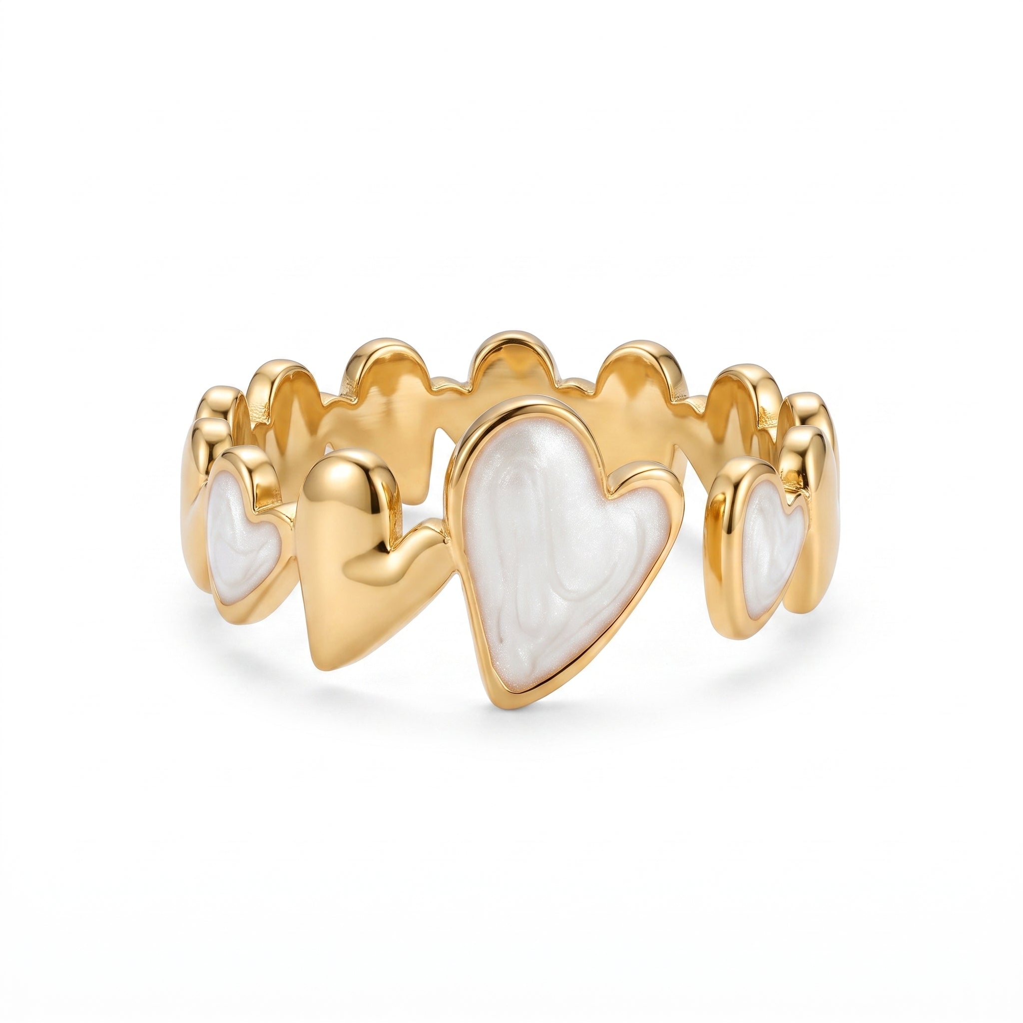 White Enamel Heart Ring